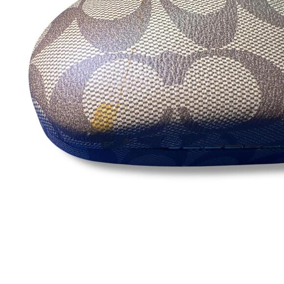 Coach Hard Eyeglass Case Brown Signature Logo Print Clamshell Style - Minor Mark - Picture 6 of 8